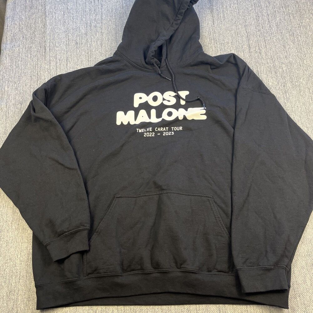 Post Malone Twelve Carat Tour Hoodie 3XL Black Concert Merch Open Mouth Fangs